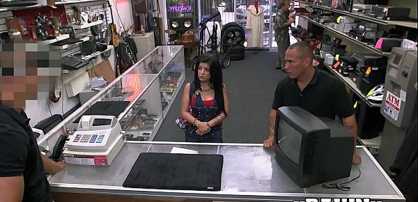  Attractive lady makes a sweet deal fucking the pawnbroker